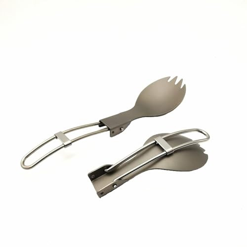 RISON-Titanium Zusammenklappbarer Göffel ultraleicht und Premium-Qualität, 2 Stück, Camping, Silber, Göffel für Camping, Rucksackreisen, Wandern, Angeln oder andere Outdoor-Aktivitäten