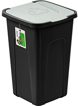 PAFEN Großer Mülleimer 50l mit Deckel – Abfallbehälter 550 x 365 x 370mm - Abfalleimer für Trennen Abfalltonne Mülltrennung Abfallsammler, Grün