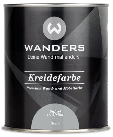 Wanders Shabby Chic Kreidefarbe 750 ml - Stein/Helles Grau - Küchenmöbellack und Möbelfarbe ohne Schleifen. Chalk Paint, für Holz & mehr. Hohe Deckkraft, schnell trocknend