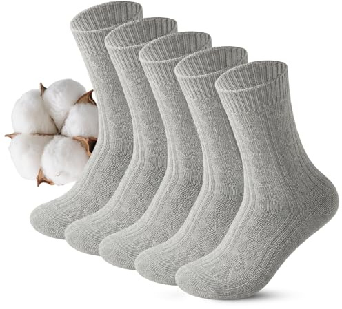 Vihir 5 Paires De Chaussettes Épaisses Et Chaudes Pour Femmes 36-40, Longues En Coton Chaussettes d'Hiver En Tricot Thermique, noir