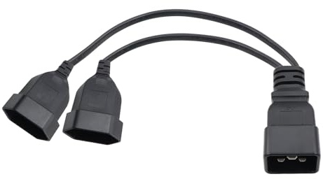 RIIEYOCA 2-in-1 Netz Adapter Kabel,Netzadapterkabel für USV-Stecker IEC 320 C20 Stecker auf Doppel Euro CEE7/16 Buchse Adapterkabel, Schwarz