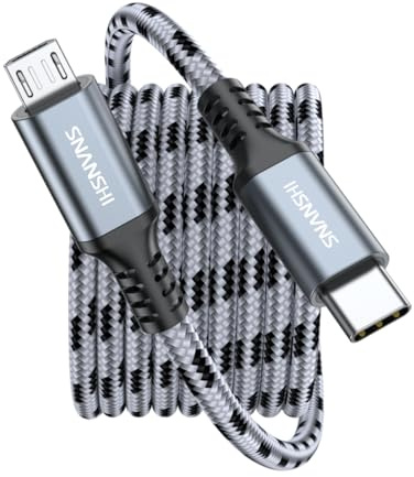 SNANSHI USB C to Micro USB Cable 1.2m - Nylon Braided Type C to Micro USB Charger Cord Support Charge & Sync Compatible with Ring Video Doorbell Battery, Kindle, PS4 Controller, Xbox One, Galaxy S7