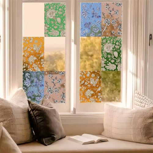 Fensterfolie Grün Orange Tiere Milchglasfolie Fensterfolie Milchglas Selbstklebend Fensterfolie Sichtschutz Blickdicht Fenster Sichtschutzfolie Folie für Fenster Bad 82x250cm
