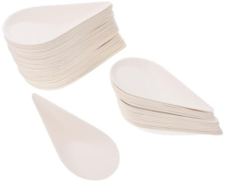Beavorty Piatti Dessert Monouso a Goccia 50 Pezzi, Carta Bianca