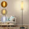 Lampadaire salon livré avec une ampoule E27 12W, lampadaire LED dimmable avec 3 températures de couleur, abat-jour en lin, interrupteur au pied, adapté pour chambre à coucher, lecture, bureau, etc.