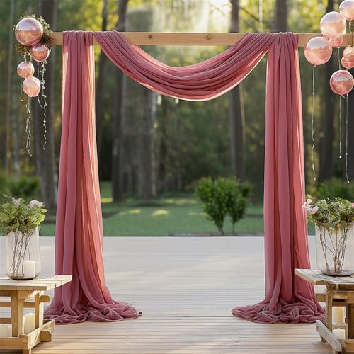 Lifup Hochzeit Vorhang Querbehang Stoff Traubogen, Foto Hintergrundvorhang Deko für Arbor Hochzeit Torbogen Zeremonie Party Dekor Rot 3 50 x 570 cm