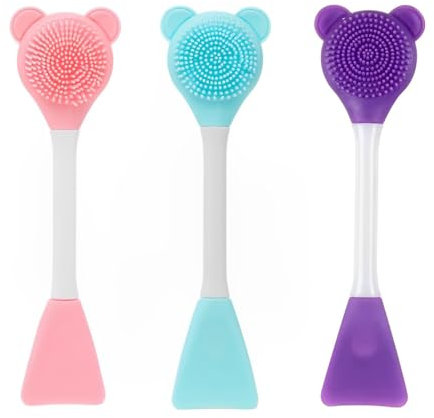 PRAOFRT 3 Pezzi Spazzola Viso Pulizia Doppia faccia Spazzola Pulizia Viso in Silicone per il viso e spazzola esfoliante viso,Pulizia del viso efficace