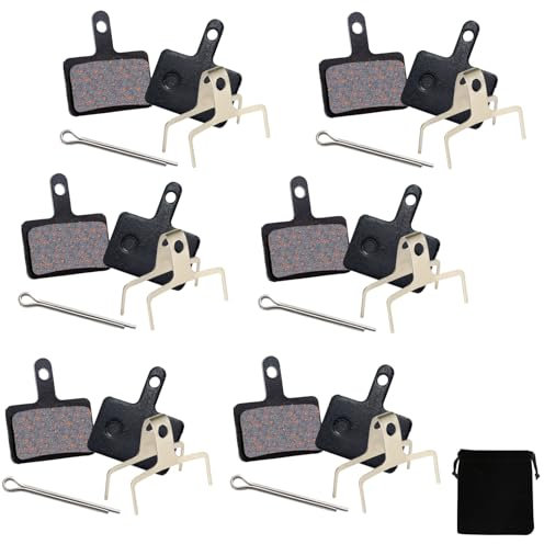 KASURE 6 Pairs Bike Brake Pads, Resin Bicycle Disc Brake Pads and Spring Tek Compatible with Shimano M315 M355 M515 M525 M575 M416 M446 M465