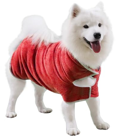 Dog Towel, Gimilife Ultra Soft Dog Drying Coat, Super Absorbent Dog Towels for Drying Dogs, Microfibre Dog Towel, Luxurious Dog Drying Robe Dog Dressing Gown for Small Medium Large
