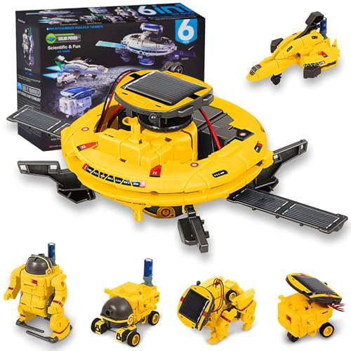 Solar Roboter Kinder Spielzeug ab 8 Jahre Junge,6-in-1 Experimente Bauspielzeug Bausatz für Kinder,Solarroboter Bausatz,Weihnachten Geburtstag Ostern Geschenke für 9 10 11 12 13 14 (Gelb)
