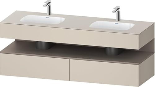 Duravit Qatego lavabo encastré avec meuble sous-lavabo en console, 1600x550x600mm, niche basalte mat, lavabo double, QA4797043830000, Couleur: Taupe