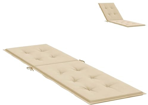 CLALER Liegenauflage 180x50x4 cm, Auflage Gartenliege, Polster Sonnenliege Strandliege Liegenauflagen, Eckbänder & Einstellband, Bezug der Kissen abnehmbar, Outdoor, Beige