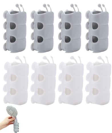 TPZORJX 8 Piezas Soporte para Alcachofa de Ducha sin Perforación - Ventosas Soportes para Alcachofa de Ducha de Silicona Reposicionables Montados en la Pared No Requiere Perforación