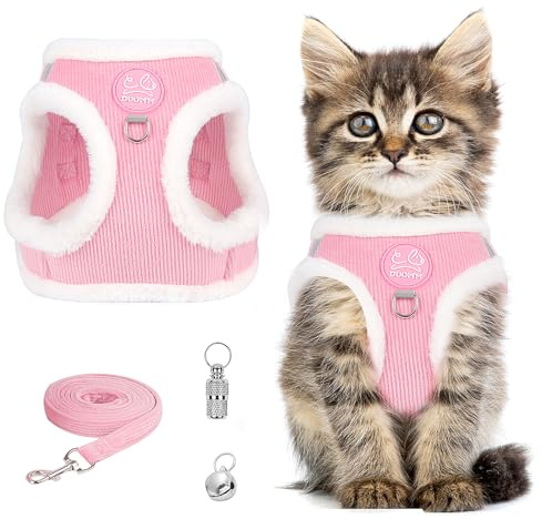 Ensemble de harnais anti-éclatement pour chat - Harnais de poitrine avec réfléchissant - Laisse pour chat - Harnais pour chat avec laisse - Harnais pour chat - Chatons et chiots (rose, M)