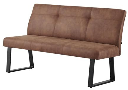 DUBI Möbel Sitzbank Joy, Esszimmerbank 160 cm mit Rückenlehne gepolstert mit Federkern für Esszimmer, Flur, Garderobe mit Metallgestell, modern Design, Braun, 21302-160-YU42-01
