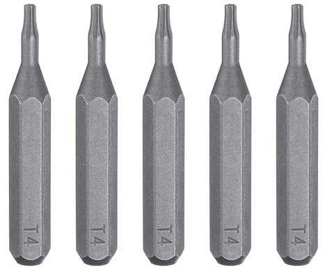 sourcing map T4 Torx-Schraubendreher-Bits, 5/32 Zoll Sechskantschaft, 28 mm Länge, magnetischer Stern, 6-Punkt-Kopf-Sechskant-Bits, S2-Stahl-Schraubendreher-Bits für elektrische Schraubendreher,