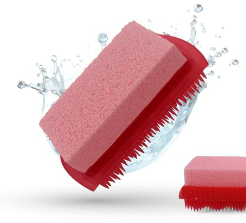 LaRosa PUMICE SPA Spazzola 2-in-1 per la Cura dei Piedi – Rossa con Pietra Pomice Rosa