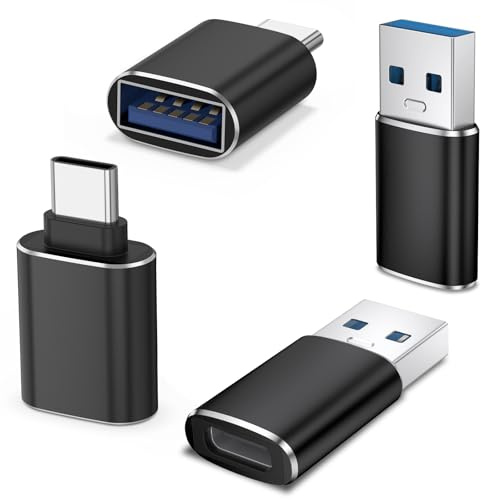 AK USB C to USB Adapter(2Pack)&USB to USB C Adapter(2Pack),SuperSpeed Data Transfer and Charge USB Converter Compatible with iPhone/iPad/Laptop/Sam sung/PC/MacBook/Charger and More Device (Black)