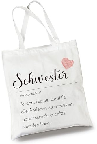 Happirra Baumwollbeutel Geschenke für Schwester zum Geburtstag Weihnachten, Schwester Geschenk, Stofftasche Geschenk für Schwestern, Weihnachtsgeschenke für Schwester