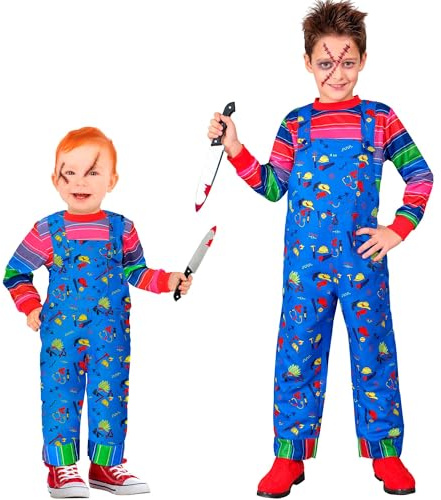 W WIDMANN MILANO Party Fashion - Costume enfant poupée d'horreur, salopette et pull, déguisement Halloween, carnaval