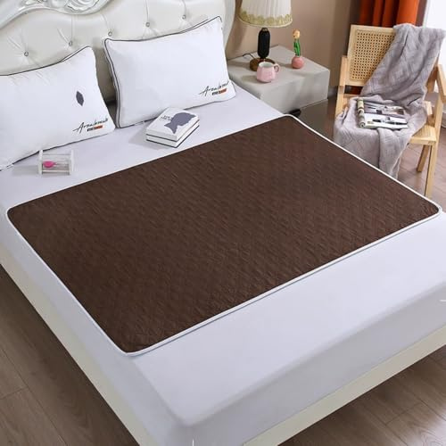 Odot Empapadores Reutilizables Cama Adultos, Color Sólido Empapadores Acolchado Absorbentes Lavables Protector de Cama Impermeable para Silla de Ruedas, Incontinencia (Color café,150x200cm)