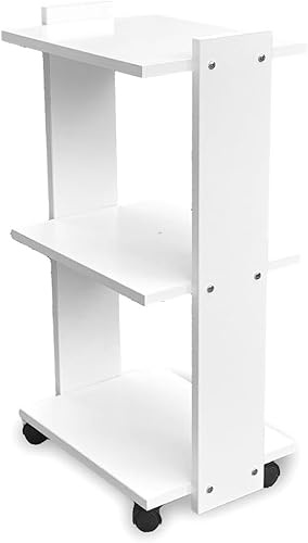 Italy Green Life - Carrello con Ruote Multiuso in Legno a 3 Ripiani - Mobiletto Salvaspazio 80x44x28.5 cm - Carrello Estetista e Parrucchiere - Tavolino con Rotelle Silenziose - Made in Italy (Bianco)