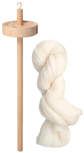 yeeplant Wooden Spindle Set, Hand-Carved, with Australian Wool Fiber 50 G, for Hand Yarn Making