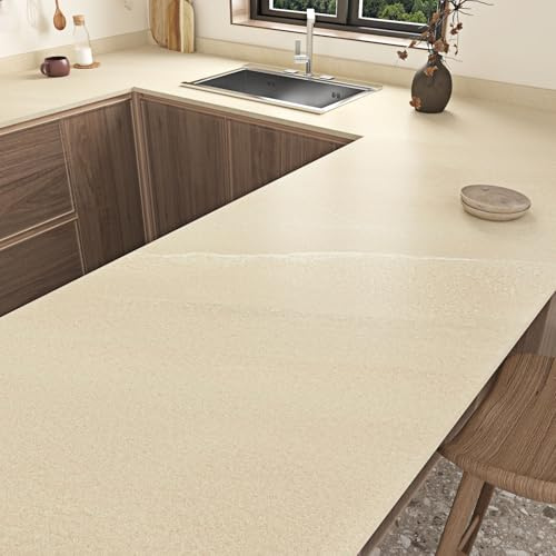 HotDecor Papier Peint Autocollant Granit Beige Mat Papier Vinyle Adhésif Pour Meuble Film Adhesif Pour Chambre Salle De Bain Salon Papier Peint Adhesif Cuisine Lavable Decoratif 60 cm x 300 cm