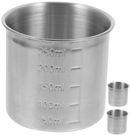 UKCOCO Tazze Di Misurazione in Acciaio Inossidabile Graduata Da 250 Ml, Misurino Per Cucina Ampia Apertura Per Cottura e Preparazione Alimenti, Set Da 3 Pezzi Portatile Per Uso Casalingo