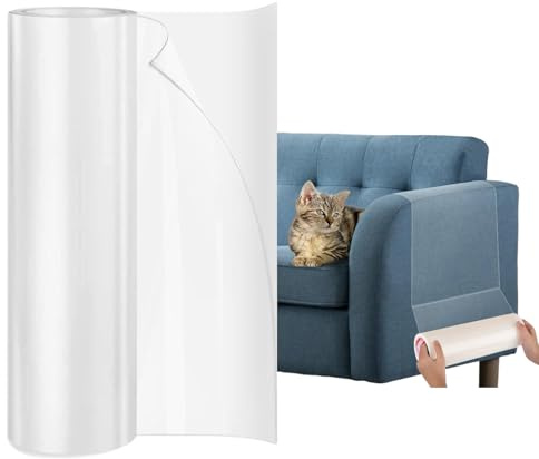 Meunhy 20CM X 20M Door Protector from Dog Scratching, Furniture Protectors from Cats Scratching with Single Sided, Clear Training Self Adhesive Tape for Carpet, Sofa, Couch, Door