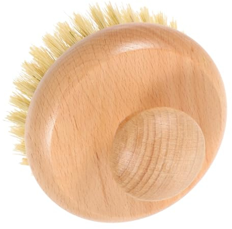 MAGICLULU Spazzola Da Bagno Manico in Legno Di Faggio, Setola Di Agave, Forma Rotonda Compatta, Per Pulizia Corpo e Massaggio Rilassante, Adatta Per Uso Doccia e Cura Della Pelle