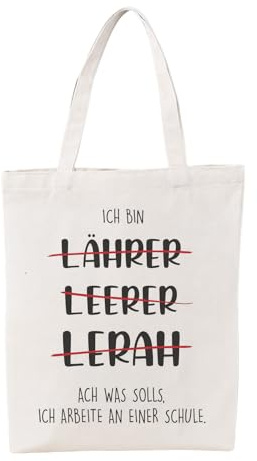 PIujsym Lehrerin Geschenk, Baumwolltasche für Lehrerin, Praktische Größe 40x35cm, Witziges Design für Lehrer Geschenke, Ideales Abschiedsgeschenk für Lehrerinnen