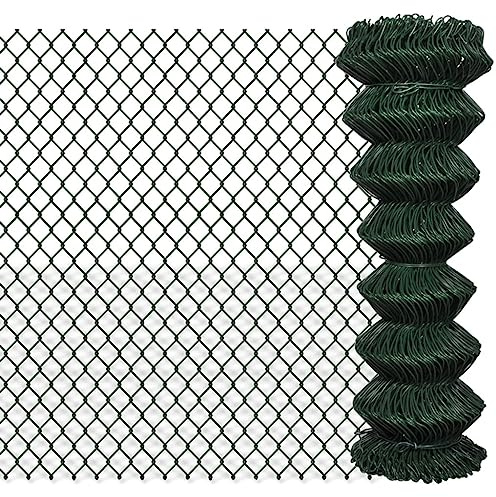 Qnhdfrt Maschendrahtzaun 1,25 x 25 m Grün PVC-beschichtet 2,6 mm Drahtstärke Robust & UV-beständig für Garten Hof Weide Hühner Hunde