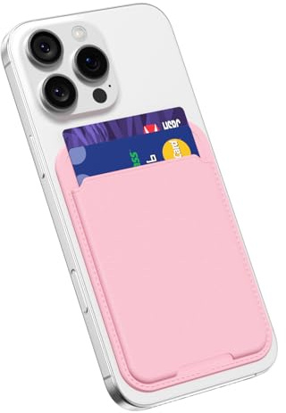 oakxco Phone Pocket Stick On, Matte Secure Phone Card Holder Plastic, Slim Thin Adhesive Card Holder Sleeve ID Credit Card, Compatible with iPhone Samsung Pixel, Light Pink