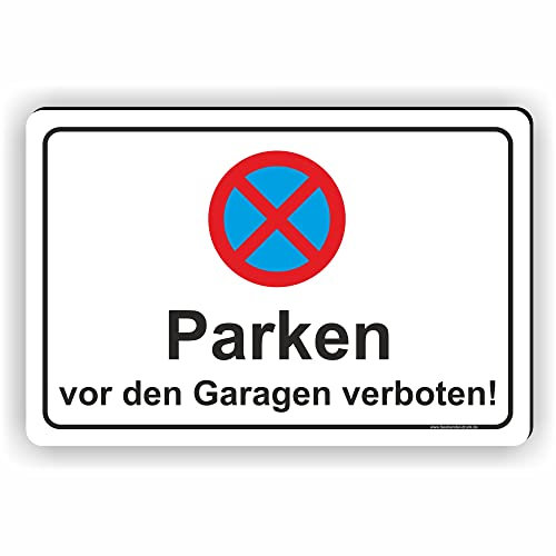 Fassbender-Druck SCHILDER - PARKEN VOR DEN GARAGEN - Parken verboten Schild - Schild zum Markieren vom absoluten Parkverbot/Privatgrundstück - Aluverbundplatte für einen Parkplatz (30x20cm Schild)