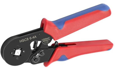 Heschen Crimptång HSC8 6-4A, mini självjusterbara krympverktyg, använd för 0,25-6,0 mm² (23-10 AWG) fyrkantig skoningstråd kabeländhylsa, röd