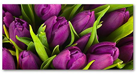Tulup Picture Wall Art 100x50cm Image Printed Acryl Decorative Wall Picture Plastic/Acrylic Glass for Kitchen & Living Room Purple tulips