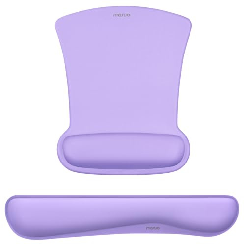 MOSISO Repose-Poignets pour Tapis de Souris & Clavier,Tapis de Souris Ergonomique Base Antidérapante Home/Office,Pain Relief & Easy Typing,Cushion avec Neoprene & Raised Memory Foam,Violet Clair