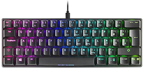 Mars Gaming MKMINIBES, Teclado Mecánico Ultra-Compacto, Full RGB Chroma, Switch OUTEMU Pro Azul, Negro, Idioma Español