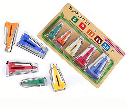 Schrägbandformer für Stoffe, Nähen, Quilten, zum Nähen, Binden, Quilten, Werkzeug-Set, 5-teilig