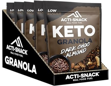 ACTI-SNACK Keto Granola - Dark Chocolate Almond | Grain-Free Granola, Plant Protein Rich in Fibre Iron and Magnesium, Low in Sugar, Vegan Friendly Breakfast (5 x 300g)