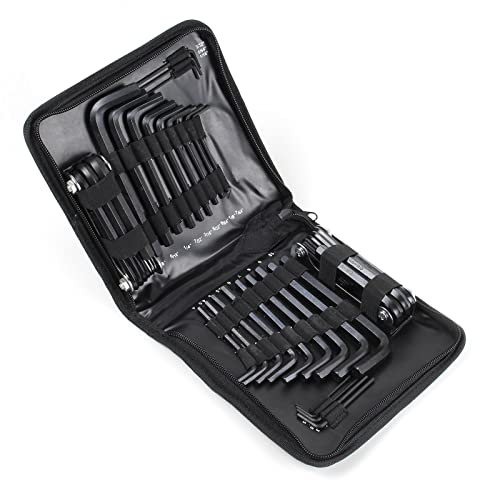 WilTec XPOtool Set 45 llaves hexagonales allen en pulgadas y métricas, largas y cortas, 2 juegos plegables