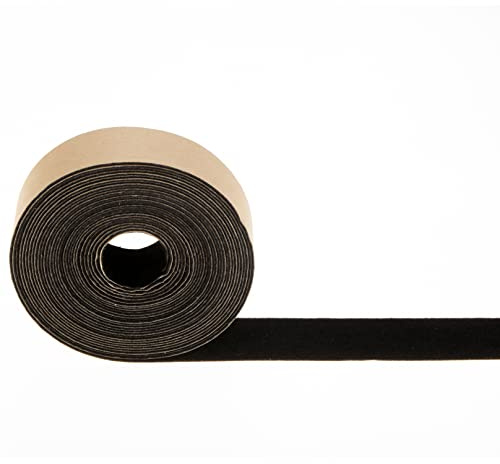 Mesheshe 1 in x 16ft Self Adhesive Polyester Felt Tape, Thin Velvet Tape Roll with Adhesive Backing for Projector Screen Border Absorbs Light, Brightens Image (Black)
