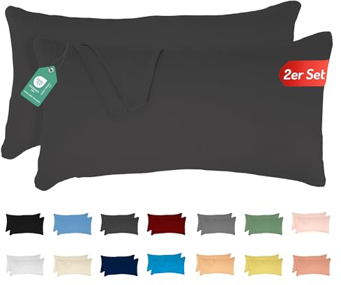 Livessa 2er Set Kissenbezug 40x60 cm -Verdeckter Reißverschluss an der Langen Seite, Kopfkissenbezug aus%100 Baumwolle Jersey Stoff, Ultra weich und atmungsaktiv, Oeko-Tex Zertifiziert