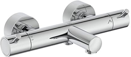 Ideal Standard A7588AA Ceratherm T125 Wannenthermostat Badethermostat Aufputz, Wannenarmatur mit Temperatursperre bei 40° C, Thermostat für die Badewanne, Chrom