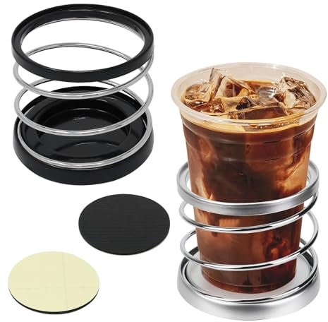 Wkmamo Lot de 2 porte-gobelets universels en acier inoxydable pour voiture, camion, bateau, van (noir, argent)