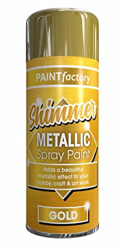 SuperGift.com 200ml Multipurpose Metallic Aerosol Spray Paint Quick Drying Spray For Fast Dry and Excellent Coverage for Metal, Wood, Plastic and More (Gold)