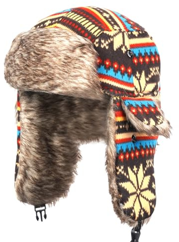 HEHEMM Winddichte Bombermütze, Damen-Wintermütze, warme russische Mütze, weibliche Ski-Trapper-Ohrenklappe, russische Mütze