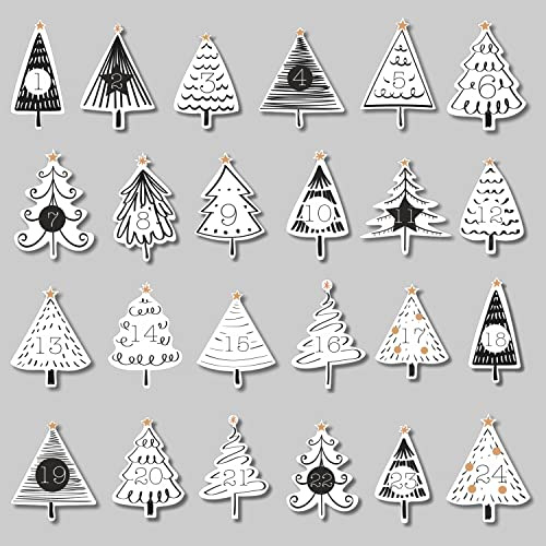 younikat 24 Adventskalender Aufkleber - Zahlen Etiketten - dv1152 | mit Aufklebern, zum Dekorieren, Aufkleber-Höhe, Kreativität, Geschenkidee