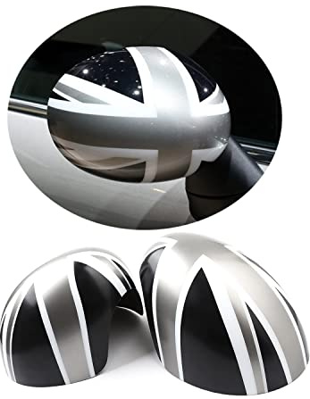 MINI R50 R52 R53 2002–2006 Union Jack Mirror Caps, Wing Mirror Cover caps for Mini Cooper One/S/JCW(Union Jack Gray)